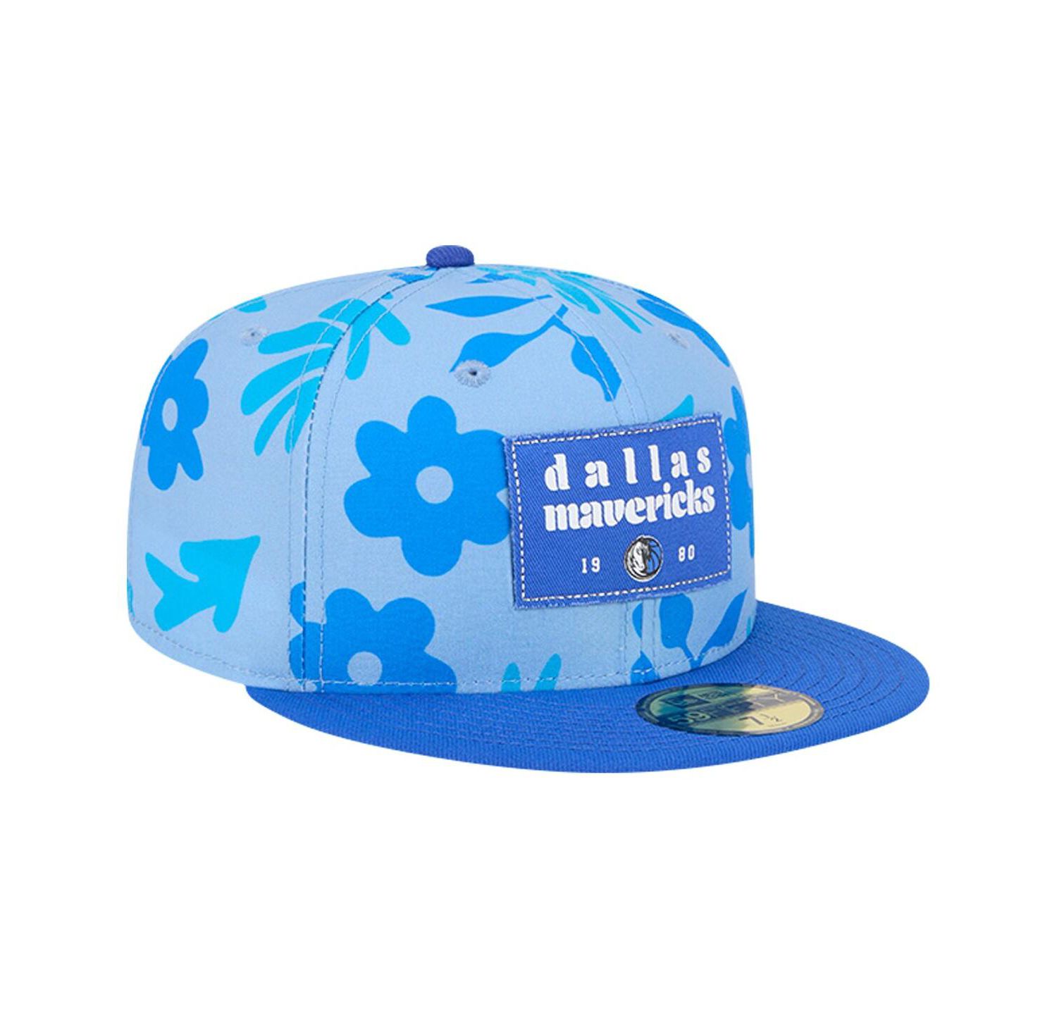 Men's Blue Dallas Mavericks Palm Fronds 2-Tone 59FIFTY Fitted Hat