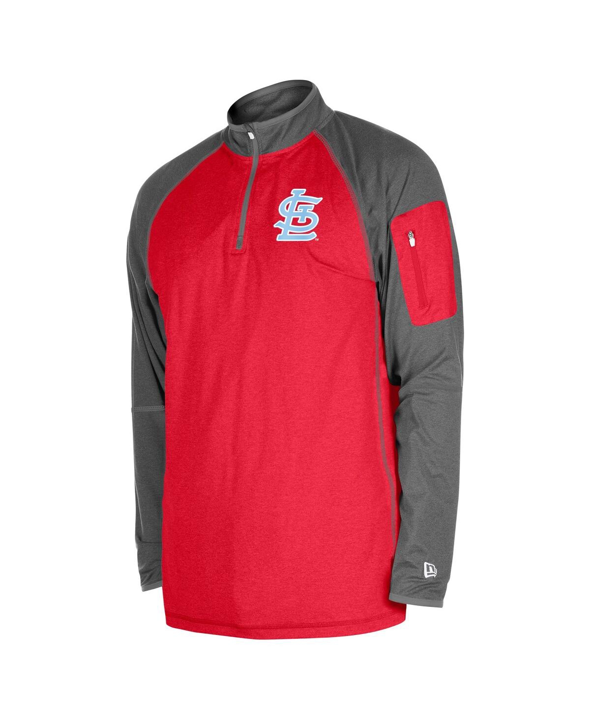 Shop New Era Men's Red St. Louis Cardinals Father's Day Raglan Quarter-zip Top
