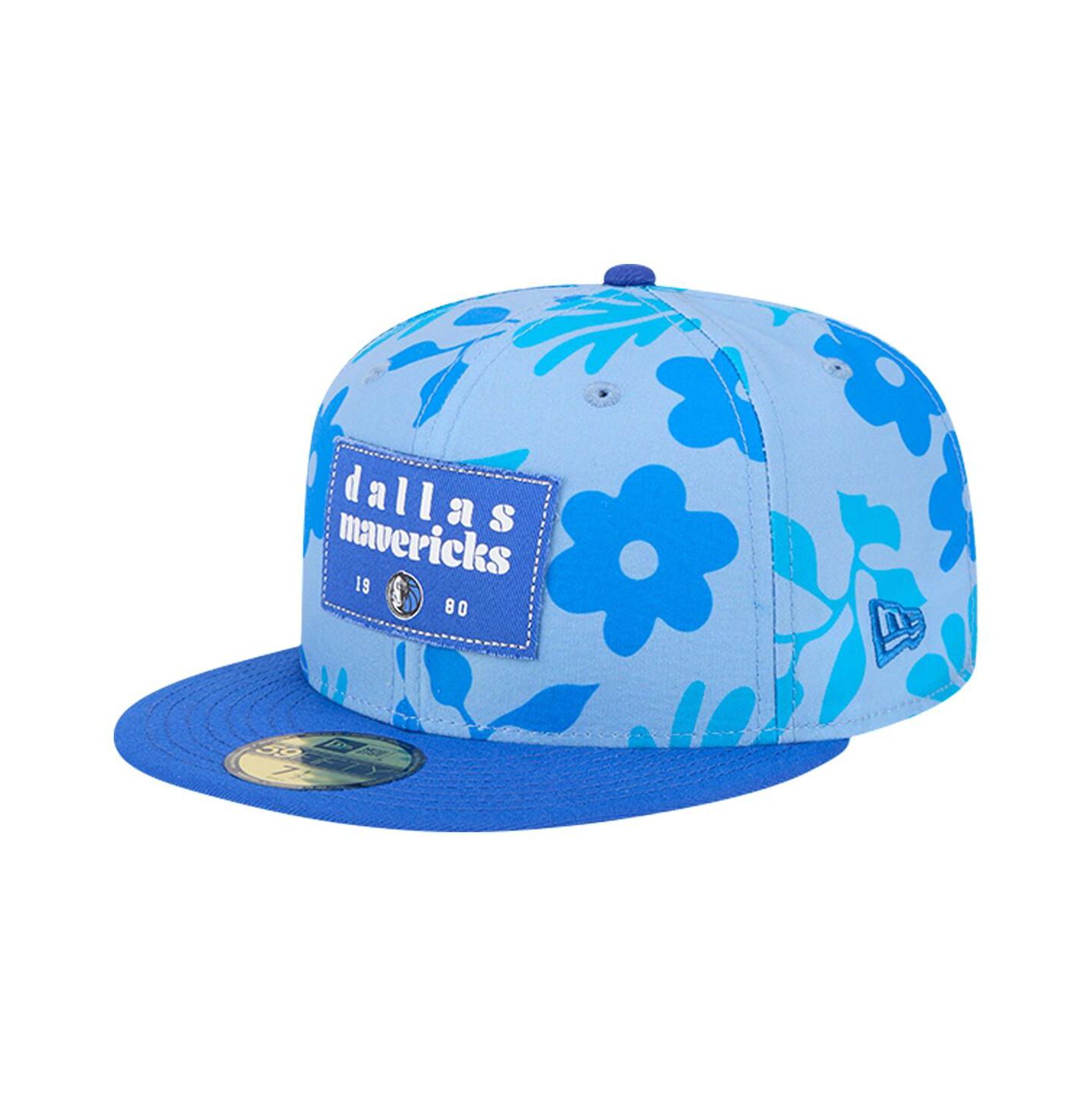 Мужская кепка New Era Blue Dallas Mavericks Palm Fronds 2-Tone 59FIFTY Fitted Hat — фото 1