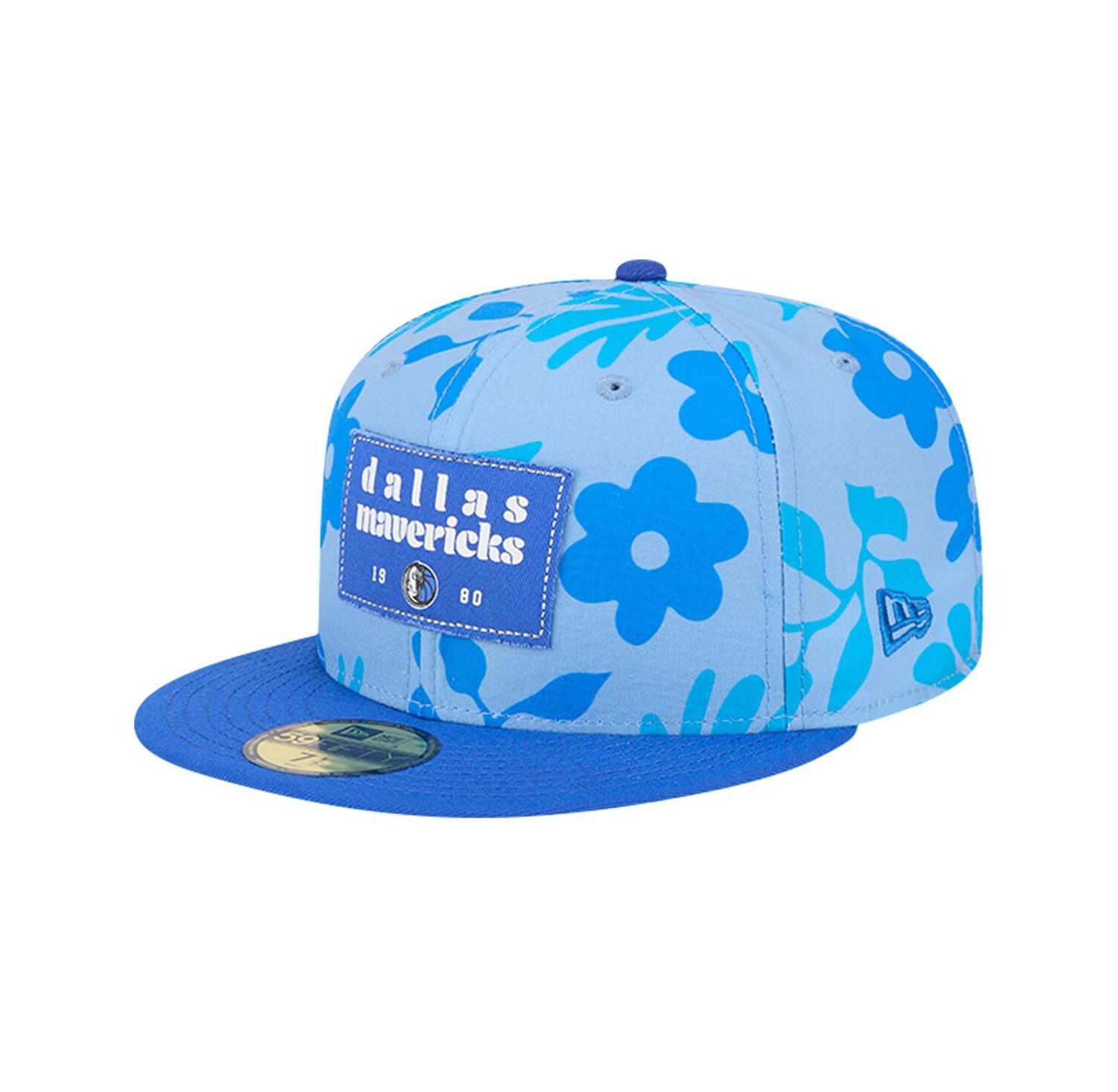 Men's Blue Dallas Mavericks Palm Fronds 2-Tone 59FIFTY Fitted Hat