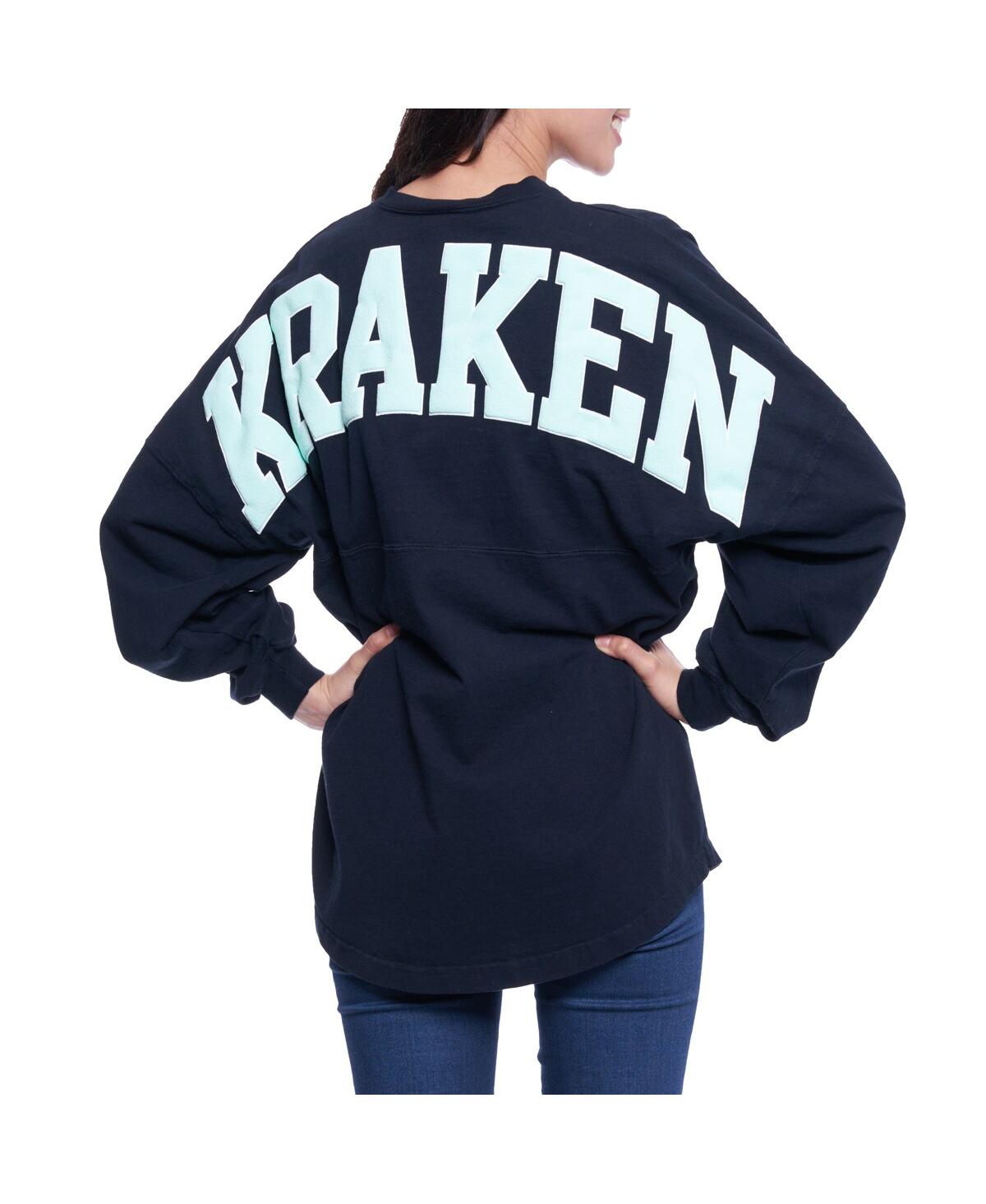 Fanatics Branded Deep Sea Blue Seattle Kraken Spirit Lace-up V-neck Long Sleeve Jersey T-shirt In Navy