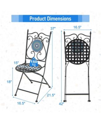Set of 2 Mosaic Chairs for Patio Metal Folding Chairs