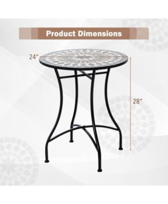 24 Inch Patio Bistro Table with Ceramic Tile Tabletop
