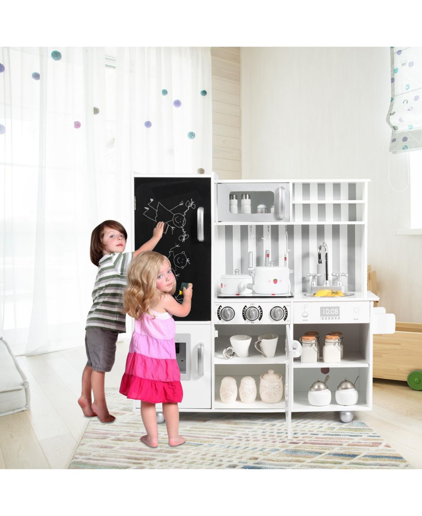 Детская игрушка SUGIFT Wooden Pretend Play Kitchen with Simulated Sound, Ages 3+, цвет: Белый — фото 3