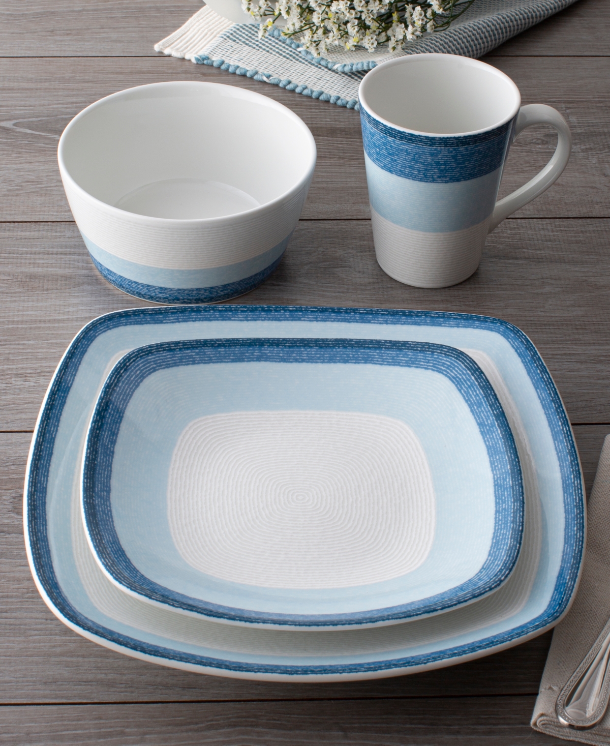 NORITAKE COLORSCAPES LAYERS SQUARE SALAD PLATE SET OF 4, 8.25" 