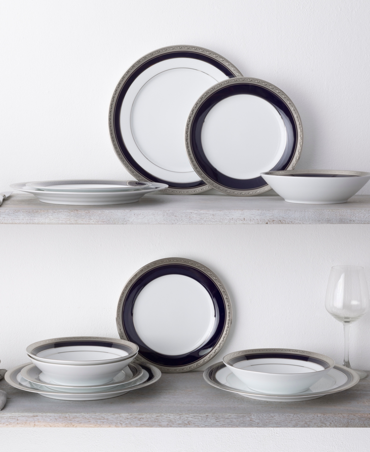 Noritake Crestwood Cobalt Platinum Set of 4 Salad Plates, Service For 4