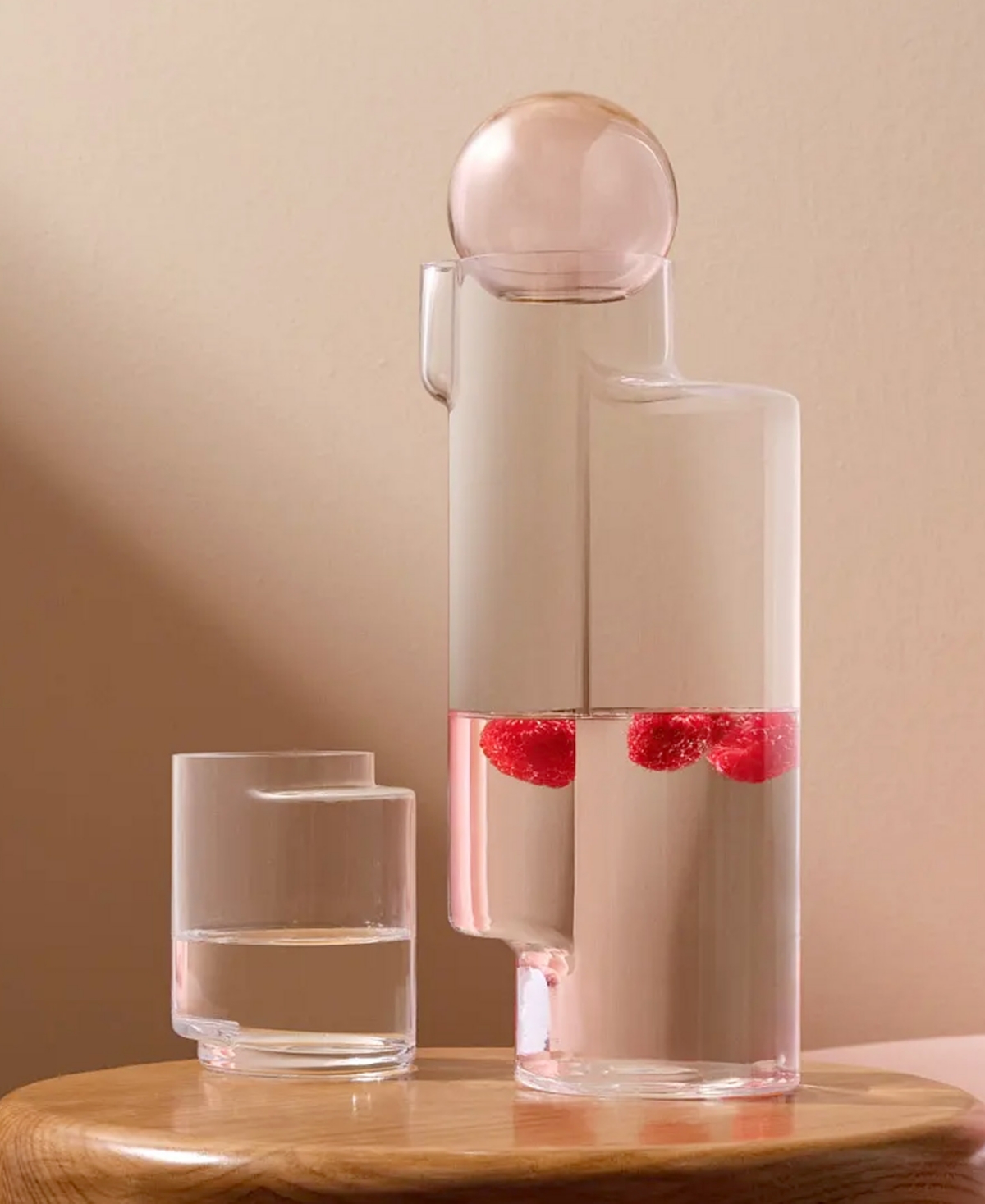 Nude Glass Juno Carafe In Clear Bottom Appricot Top