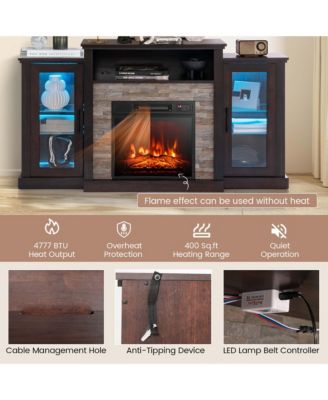 Fireplace TV Stand with Led Lights & Electric Fireplace For 65" Wall-Mounted TV