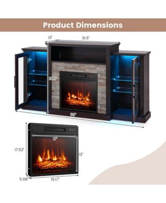Fireplace TV Stand with Led Lights & Electric Fireplace For 65" Wall-Mounted TV