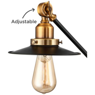 Taurus Industrial Rustic Desk Lamp 20" High Black Gold with USB Charging Port Adjustable for Bedroom Living Room Bedside Nightstand House
