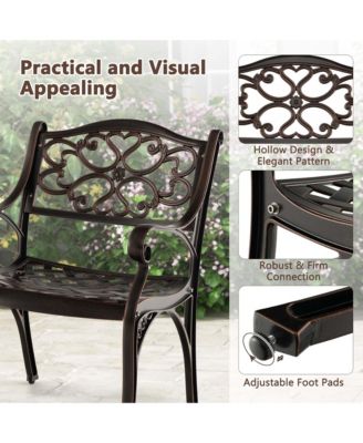 Cast Aluminum Patio Chairs Outdoor Dining with Armrests & Curved Seats