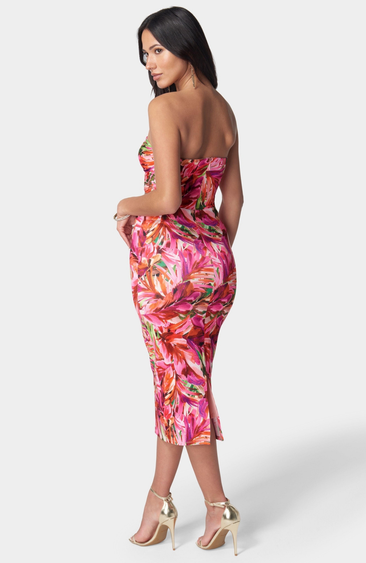 Bebe Women's Printed Front Cutout Midi Dress