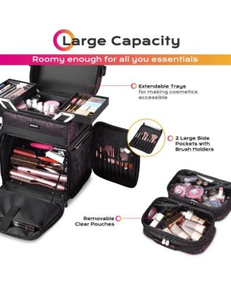 Soft Sided Rolling Makeup Train Case Cosmetic Organizer Crocodile Makeup Case Trolley Makeup Artist Nail Technician