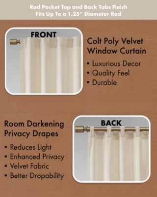 Colt Room Darkening Velvet Thermal Insulated Curtain Panel Pair, 37"W x 84"L