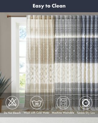 Mila Cotton Curtain Panel with Chenille Detail and Lining, 50"W x 84"L