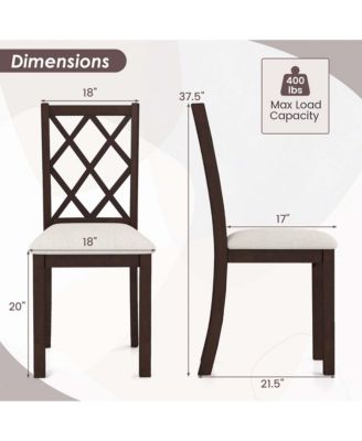 Set of 4 Dining Chairs Wood Kitchen Side Chair with Inclined Backrest Cherry