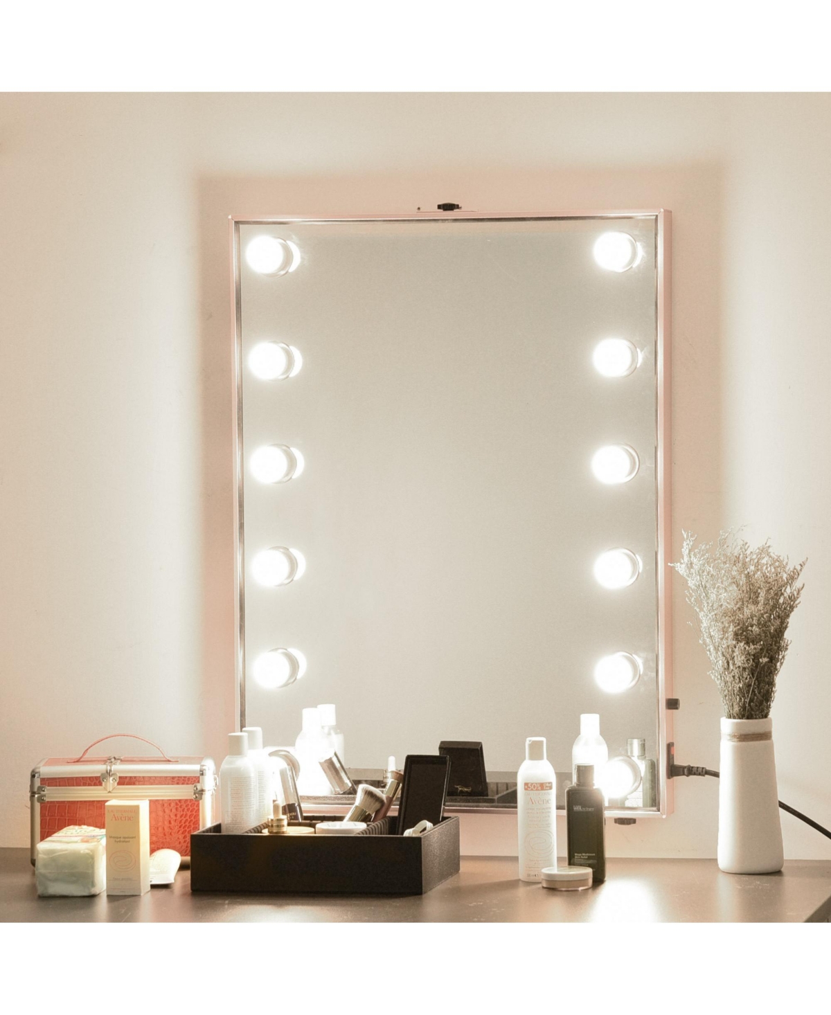 Lighted Hollywood Vanity Mirror 12pcs Dimmable Led Tabletop Wall Mount Makeup - Natrual