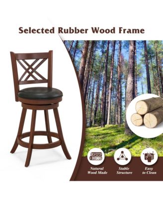 29'' Swivel Bar Stools Set of 2 Upholstered Counter Stools with Cushion & Footrests