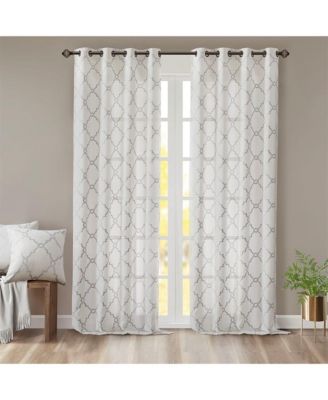 Saratoga Fretwork Print Grommet Top Window Curtain Panel, 50"W x 84"L