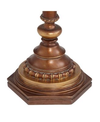 Hyde Park Rustic Vintage like Floor Lamp with Nightlight Glass Tray 65" Tall Bronze Gold Metal Pearl White Frosted Glass Fabric Bell Shade for Living Room Reading House Bedroom Home - Kathy Ireland