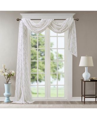 Irina Diamond Sheer Embroidered Window Scarf Drapes