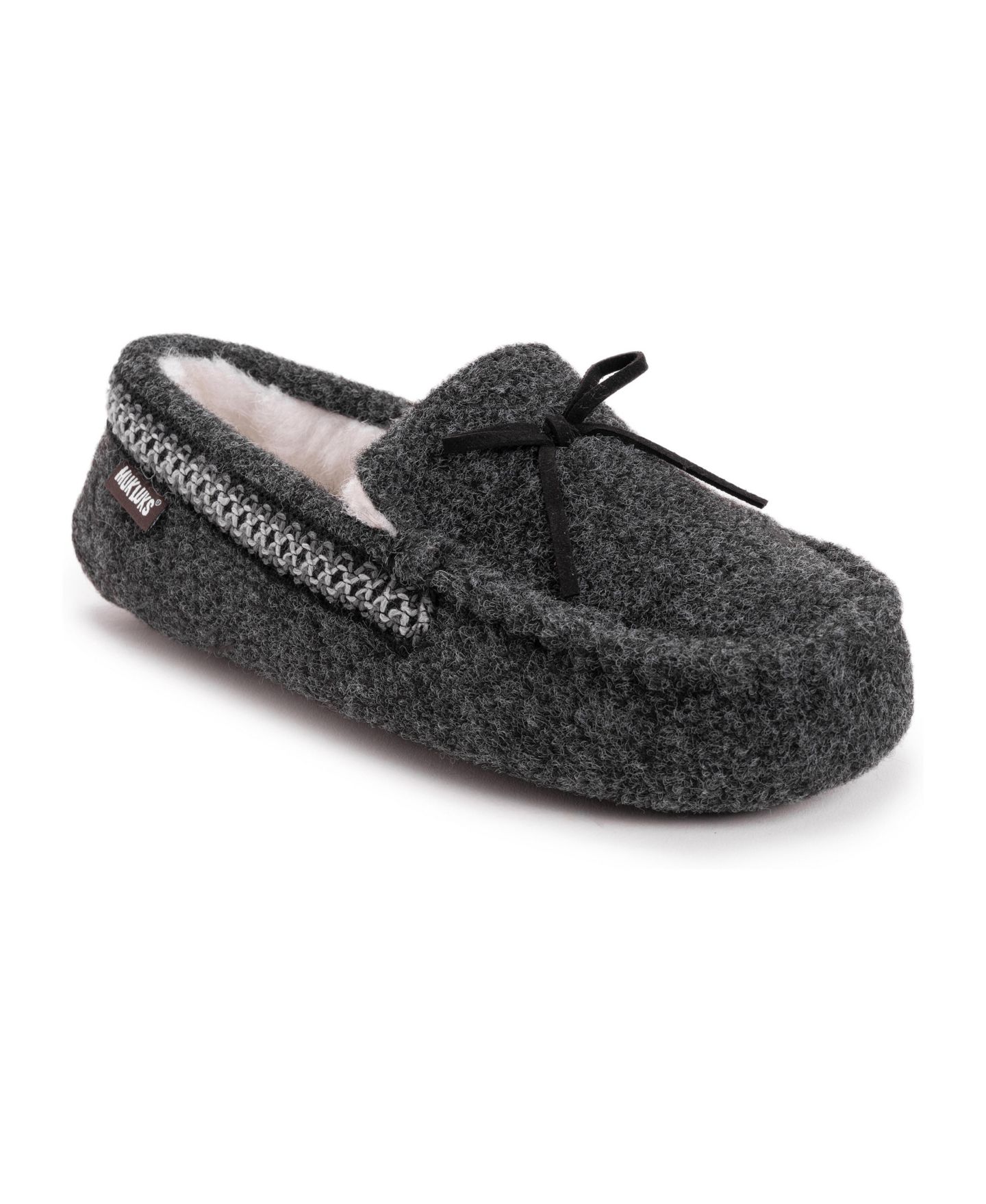 Мужские тапочки MUK LUKS Ethan Moccasin Slippers, цвет: Эбеновый меланжевый — фото 1