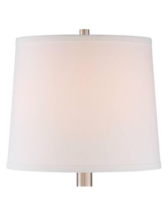 Camile Modern Table Lamps 25" High Set of 2 Brushed Nickel with USB Charging Port Off White Drum Shade for Living Room Office House Desk