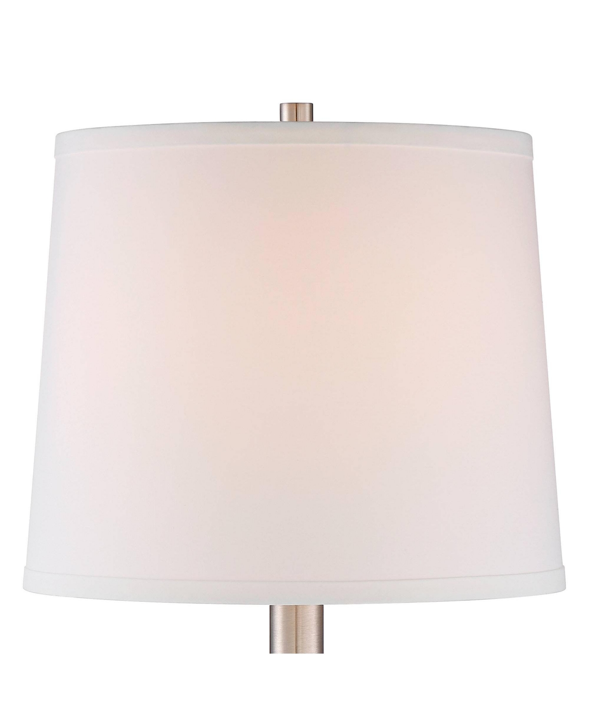 Camile Modern Table Lamps 25" High Set of 2 with Hotel Style Usb Charging Port Brushed Nickel Off White Drum Shade for Living Room Desk Bedroom H
