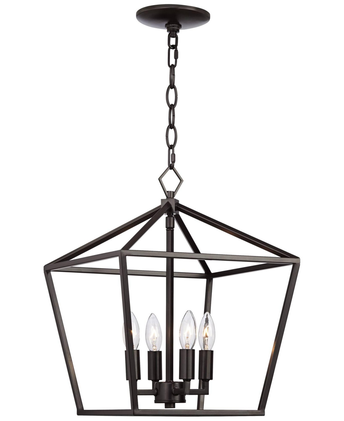 Franklin Iron Works Queluz Bronze Pendant Chandelier Lighting Wide Farmhouse Industrial Rustic Geometric Cage 4-Light Fixture for Dining Room Livi