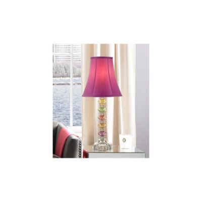 Bohemian Traditional Chic Style Accent Table Lamp 21" High Multi Colored Stacked Glass Pink Orchid Bell Shade Decor for Kids Girls Living Room Bedroom Bedside House Nightstand
