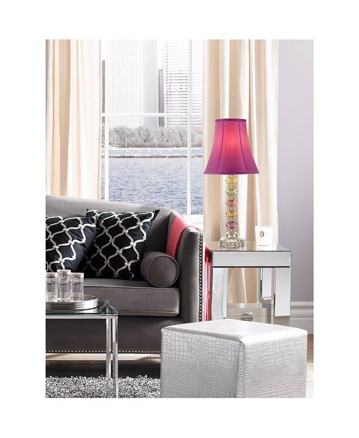 Bijoux Modern Table Lamp - 25.5" High, Brushed Nickel & Multi-Colored Acrylic Column, Purple Drum Shade - View #11