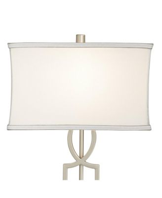 Evan Modern Table Lamps 28 1/2" Tall Set of 2 Brushed Nickel with USB Charging Port White Rectangular Shade for Bedroom Living Room House