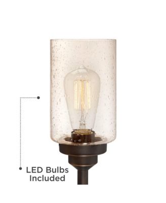 Libby Rustic Farmhouse Table Lamp 30" Tall Bronze Metal LED Amber Seeded Glass Shade for Bedroom Living Room Bedside Nightstand