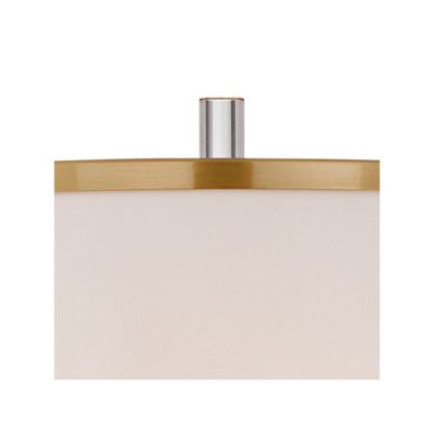 Cadence Modern Floor Lamp Standing 62" Tall Crystal Glass Column Satin Brass Linen Drum Shade for Living Room Bedroom Office House