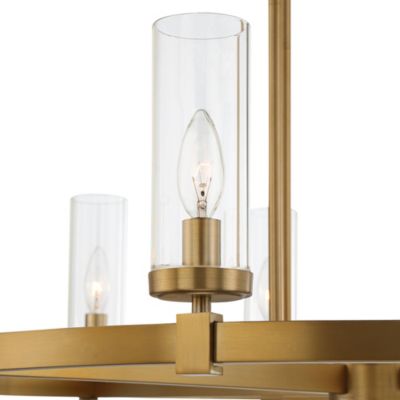 Aron Brass Gold Wagon Wheel Chandelier 36" Wide Modern Clear Glass Shade 12-Light Fixture for Dining Room House Foyer Kitchen Island Entryway