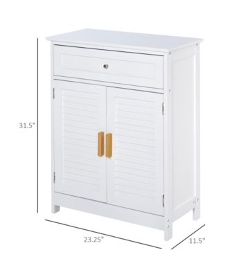 Bathroom Storage Cabinet with Double Shutter Door and Drawer, Toilet Vanity Cabinet, Narrow Organizer, White