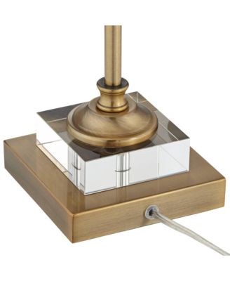 Julia Traditional Buffet Table Lamp 29 1/2" Tall Gold Crystal with Table Top Dimmer Fabric Tapered Drum Shade for Living Room Dining Home