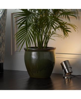 Set of 2 Small Uplighting Indoor Accent Spot-Lights Plug-In Floor Plant Home Decorative Brushed Nickel Finish 8" High