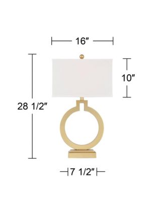 Modern Table Lamps 28 1/2" Tall Set of 2 with USB Charging Port Brushed Gold Open Ring White Shade for Bedroom Living Room House Bedside