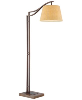Tahoe Rustic Industrial Downbridge Arc Floor Lamp 60" Tall Bronze Metal Faux Leather Empire Shade for Living Room Reading Bedroom