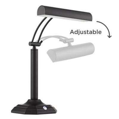 Grady Traditional Piano Banker Desk Lamp 16 1/2" High Black LED Adjustable Bronze Metal Shade for Bedroom Bedside Nightstand Kids Desk