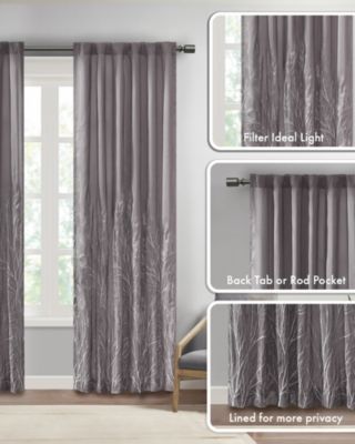 Andora Botanical Embroidered Curtain Panel, 50"W x 95"L