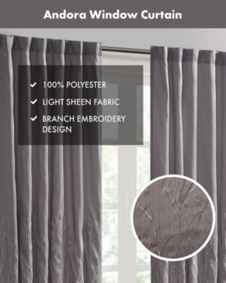 Andora Botanical Embroidered Curtain Panel, 50"W x 95"L