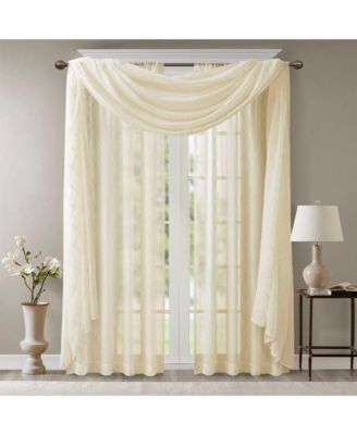 Irina Diamond Sheer Embroidered Window Scarf Drapes