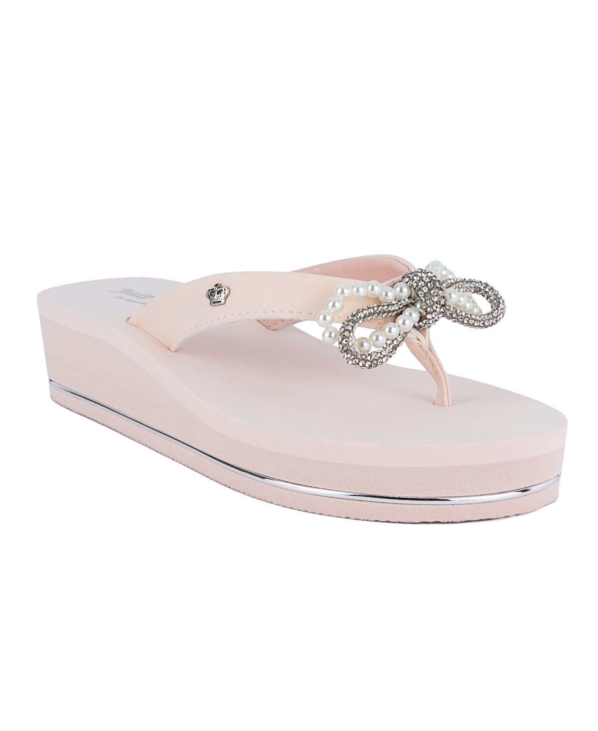Women's Crepe Bow Detail Wedge Sandals - Blush