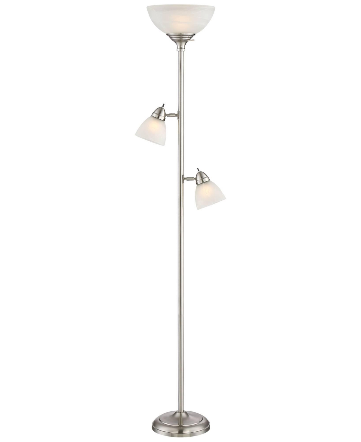360 Lighting Ellery Modern Tree Torchiere Floor Lamp Standing 3-Light Tall Brushed NickelFrosted White Glass Shade Decor for Living Room R