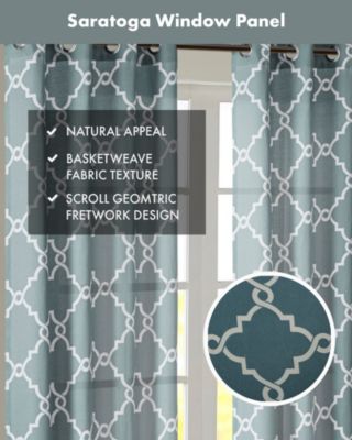 Saratoga Fretwork Print Single Window Curtain Panel for Bedroom, Grommet Top Design Single Curtain for Living Room, Width 50 length 95 inches, Beige/Gold Window Panel
