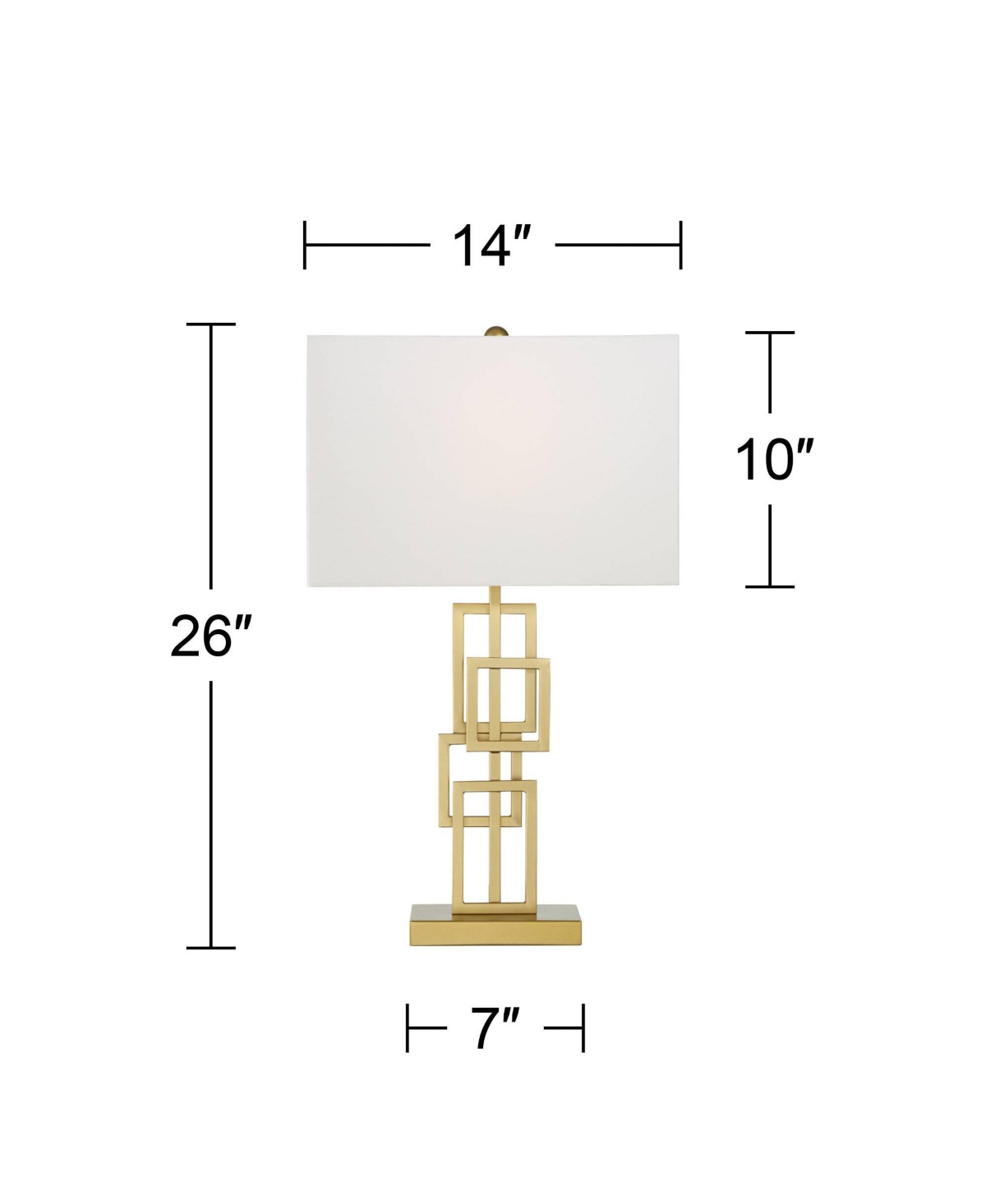 360 Lighting Golden Mid Century Modern Table Lamps Tall Set of 2 BrushedOpen Grid Metal White Rectangular Shade for Bedroom Living Room Hous