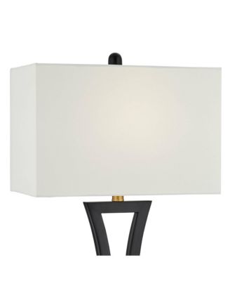 Roxie Modern Table Lamps 31" Tall Set of 2 Black Metal with USB Charging Port White Rectangular Shade for Bedroom Living Room Bedside