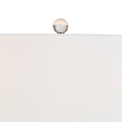 Marnie Modern Coastal Table Lamp 28" Tall Blue Art Glass White Fabric Drum Shade for Bedroom Living Room Bedside Nightstand Office House